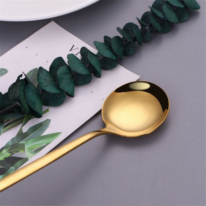 24PC Stainless Steel Cutlery Set Knife Fork Spoon Kitchen Tableware (Gold)