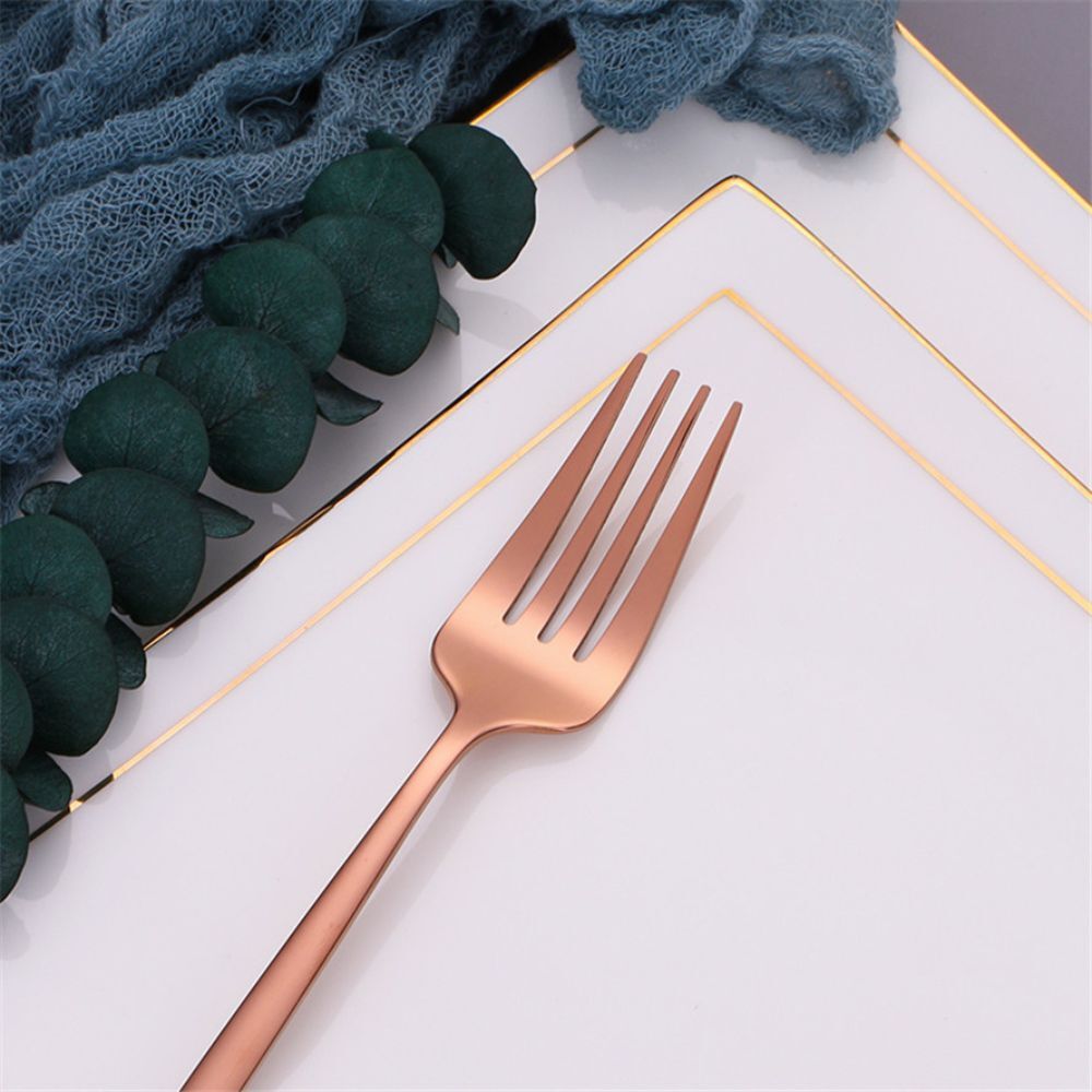 24PC Stainless Steel Cutlery Set Knife Fork Spoon Kitchen Tableware (Rose Gold)