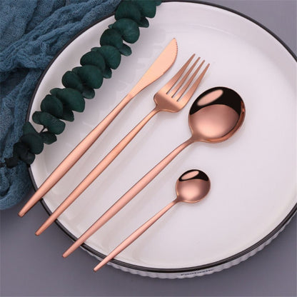 24PC Stainless Steel Cutlery Set Knife Fork Spoon Kitchen Tableware (Rose Gold)