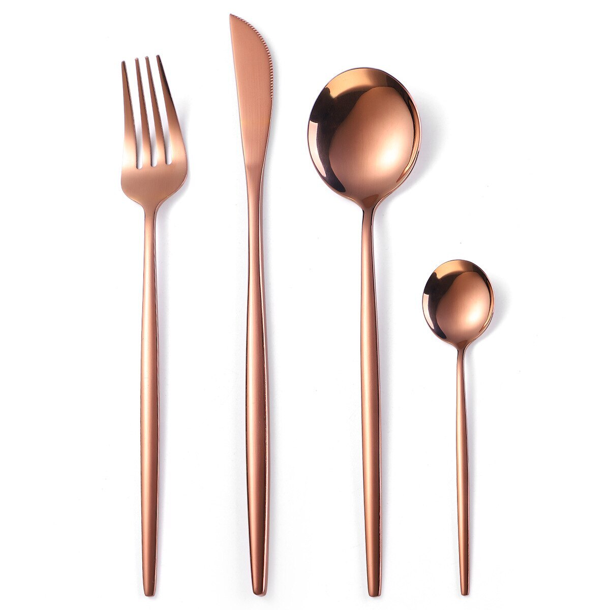 24PC Stainless Steel Cutlery Set Knife Fork Spoon Kitchen Tableware (Rose Gold)