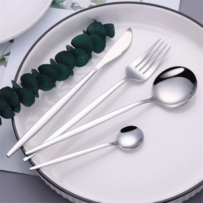 24PC Stainless Steel Cutlery Set Knife Fork Spoon Kitchen Tableware (Silver)