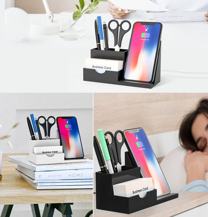 15W Wireless Fast Charger Charging Station and Pen Holder Desk Organizer