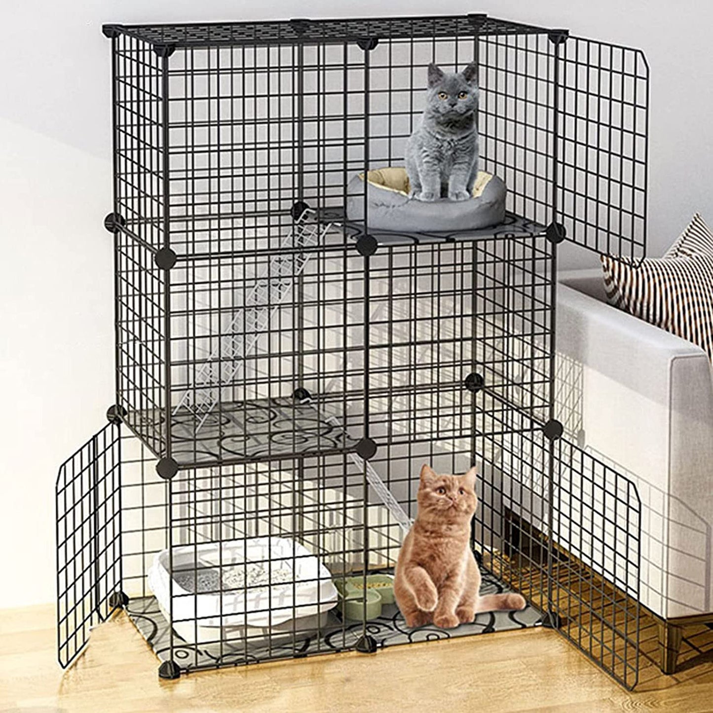 Large Pet Home Cat Cage Detachable Metal Wire Kennel Playpen Exercise Crate