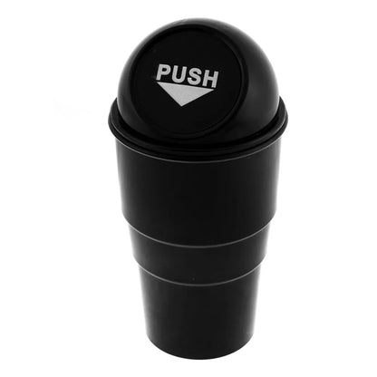 Mini Desktop Car Trash Can with Lid Storage Box Bin (Black)