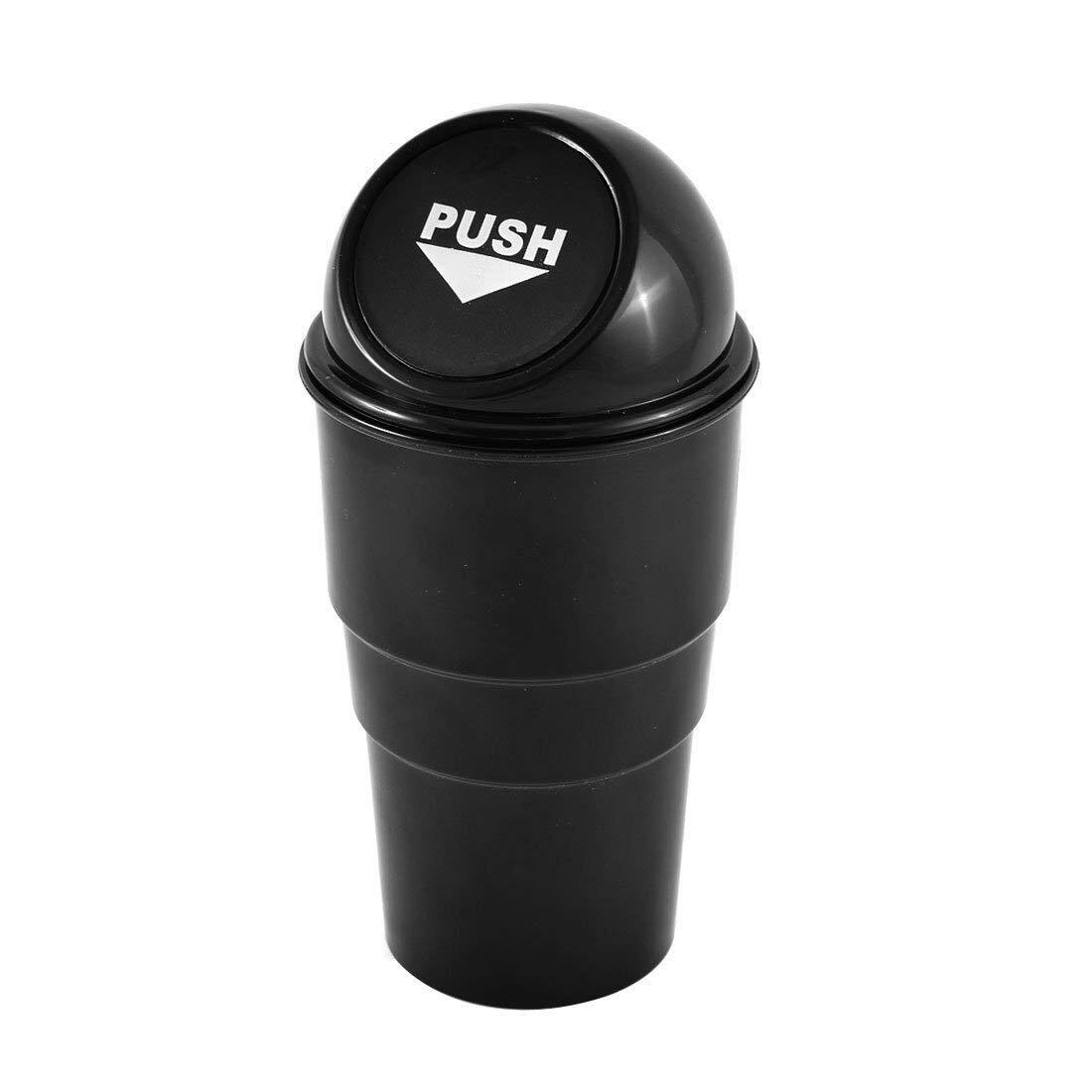 Mini Desktop Car Trash Can with Lid Storage Box Bin (Black)