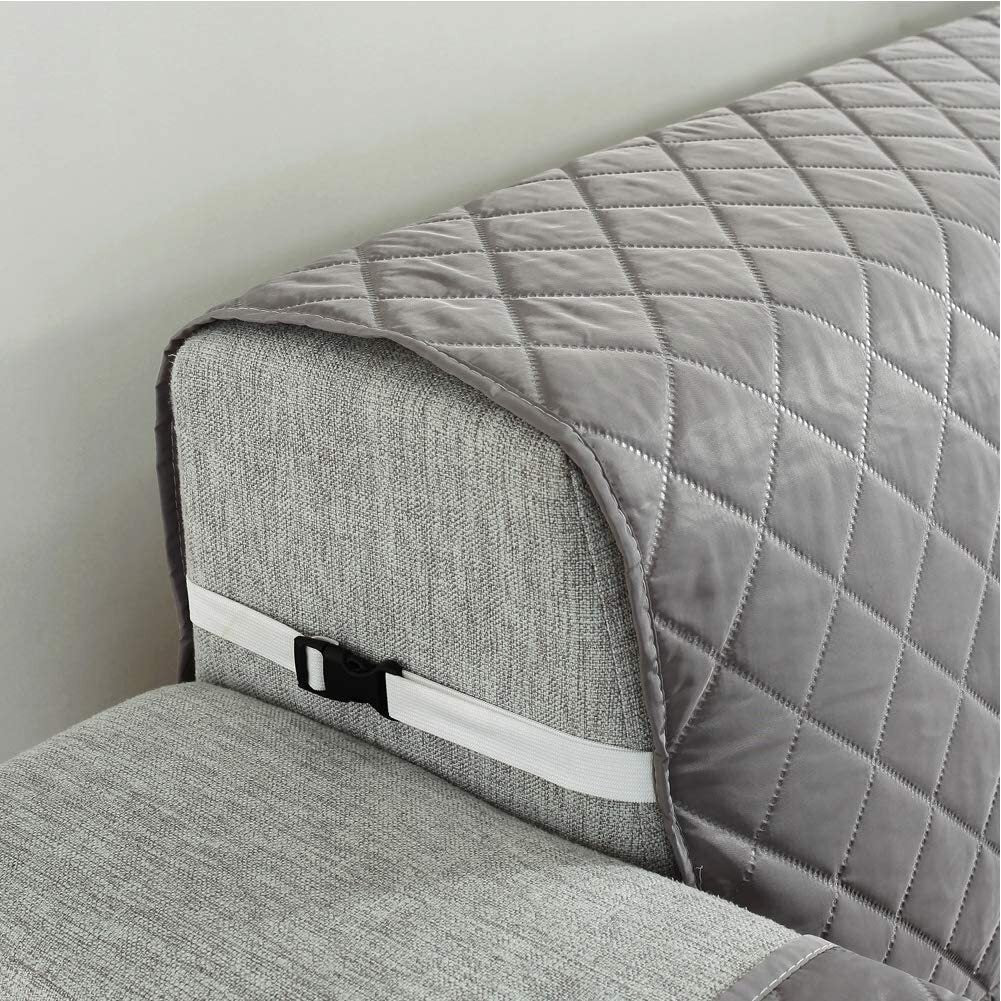 Deluxe Sofa Slipcover Quilted Couch Cover Water Resistant Furniture Protector (Grey)