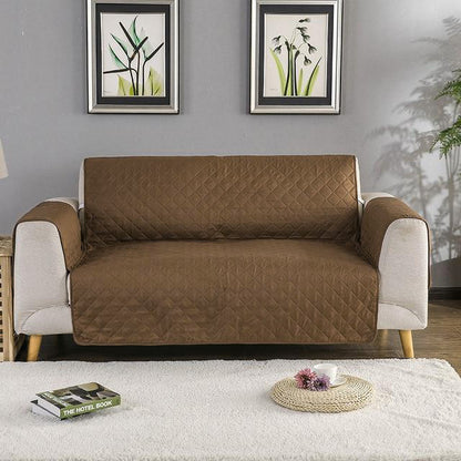 Deluxe 2-Seater Sofa Slipcover Quilted Couch Cover Water Resistant Furniture Protector (Umber)