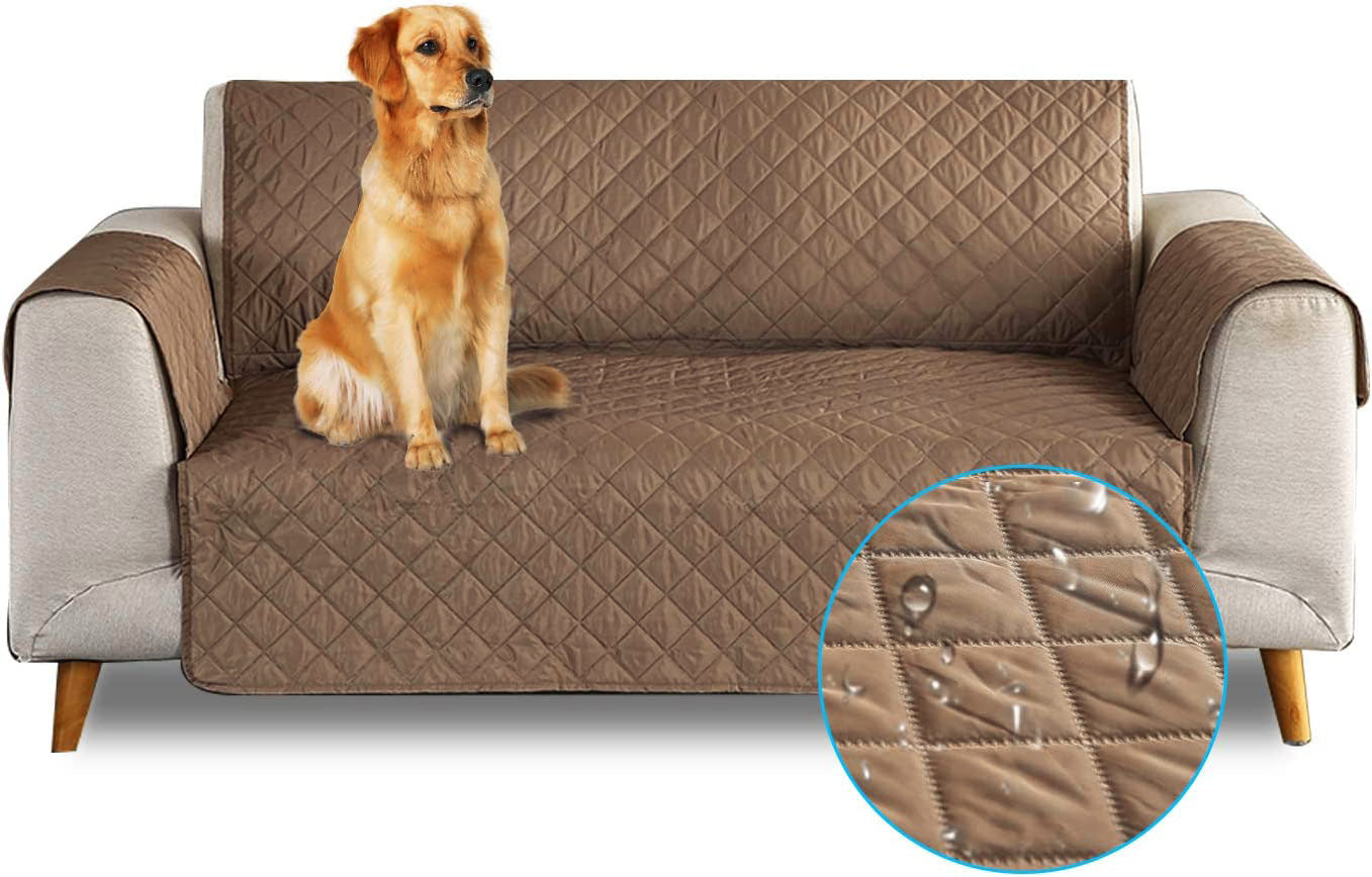 Deluxe 2-Seater Sofa Slipcover Quilted Couch Cover Water Resistant Furniture Protector (Umber)