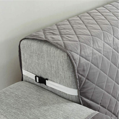 Deluxe 2-Seater Sofa Slipcover Quilted Couch Cover Water Resistant Furniture Protector (Grey)