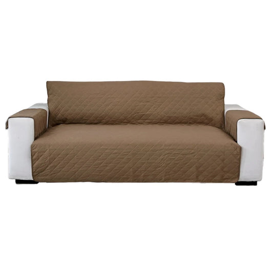 Deluxe 3-Seater Sofa Slipcover Quilted Couch Cover Water Resistant Furniture Protector (Umber)