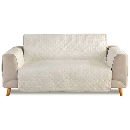 Deluxe 3-Seater Sofa Slipcover Quilted Couch Cover Water Resistant Furniture Protector (Cream)