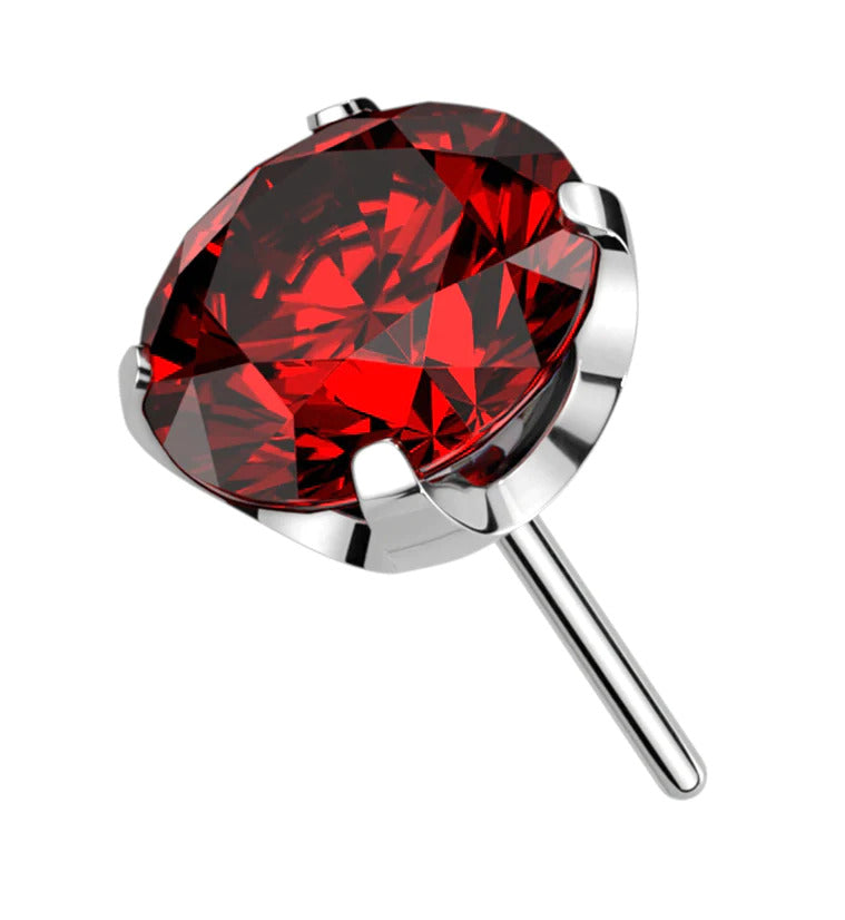 S925 Sterling Silver 2 Carats CZ Diamond Stud Earrings Ruby