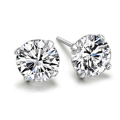 S925 Sterling Silver 2 Carats CZ Diamond Stud Earrings