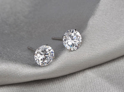 S925 Sterling Silver 2 Carats CZ Diamond Stud Earrings