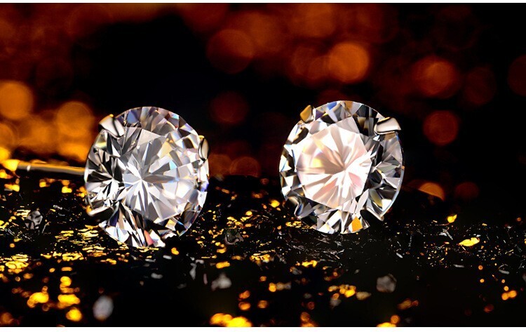 S925 Sterling Silver 2 Carats CZ Diamond Stud Earrings