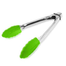 18cm Good Grip Stainless Steel Mini Tongs with Silicone Tips - Green