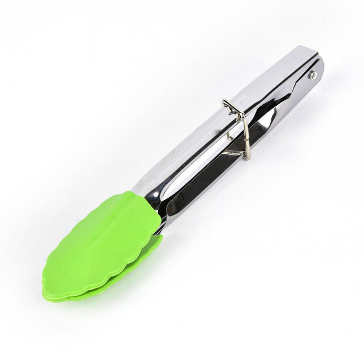 2 Pack 18cm Good Grip Stainless Steel Mini Tongs with Silicone Tips - Green