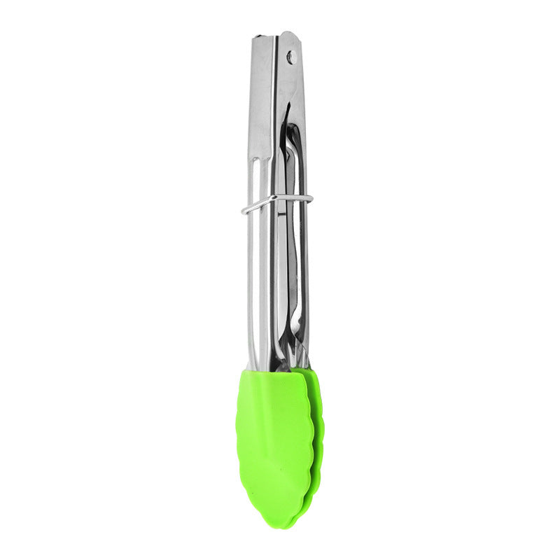 2 Pack 18cm Good Grip Stainless Steel Mini Tongs with Silicone Tips - Green