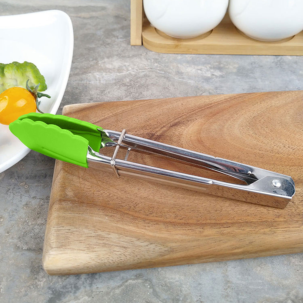 2 Pack 18cm Good Grip Stainless Steel Mini Tongs with Silicone Tips - Green