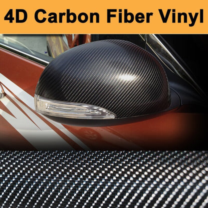 4D High Gloss Black Carbon Fibre Wrap Vinyl Roll Automotive Car DIY Film 152cm x 50cm