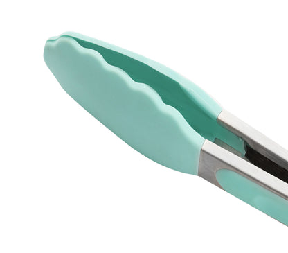 35cm Large Good Grip Silicone Stainless Steel Tongs (Mint)