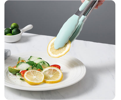 35cm Large Good Grip Silicone Stainless Steel Tongs (Mint)