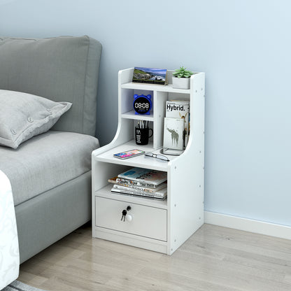 Imperial Tall Bedside Table with Drawer and Shelf (White)