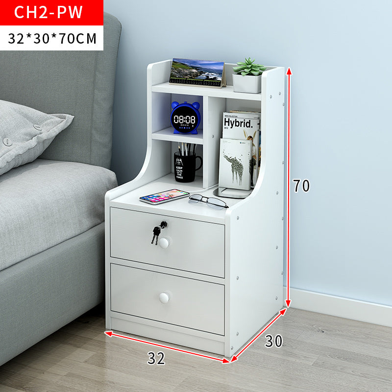 Imperial 2-Drawer Tall Bedside Table with Chest of Drawers and Shelf (White)