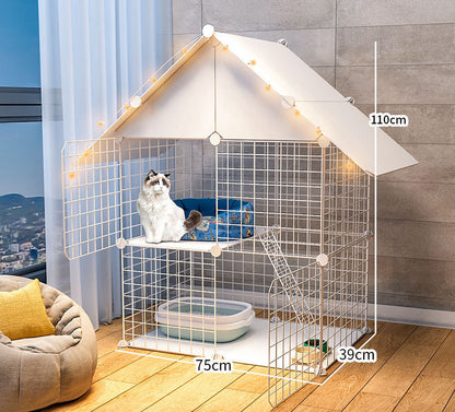 Pet Home Cat Cage Detachable Metal Wire Kennel Playpen Crate House