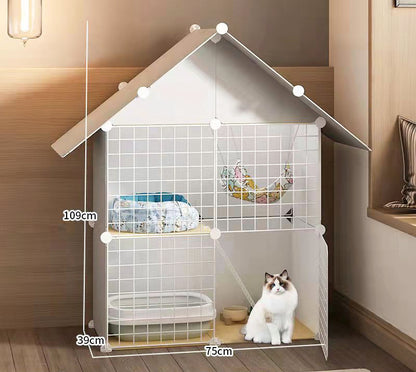 Pet Home Cat Cage Detachable Metal Wire Kennel Playpen Crate House