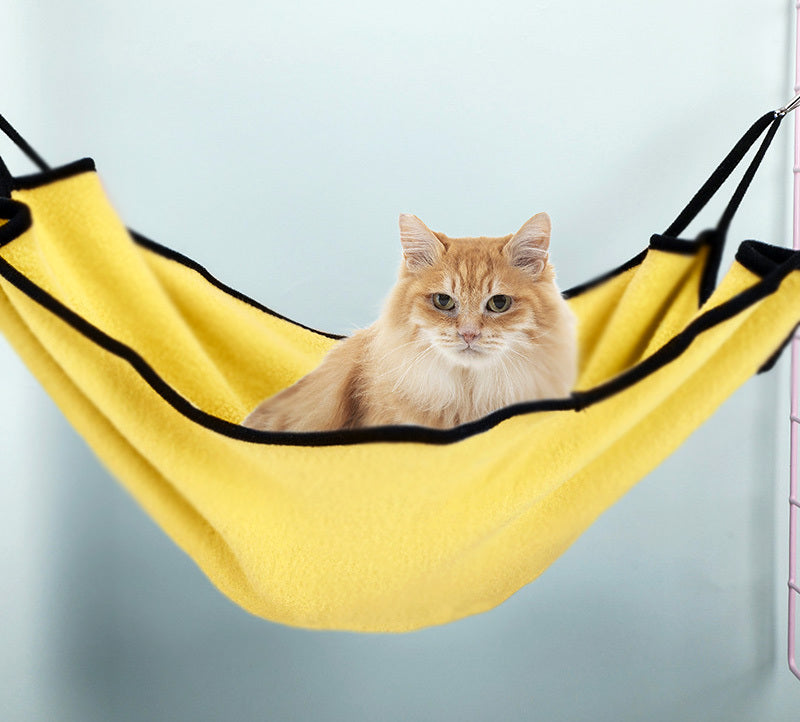 Cat Hammock Comfortable Pet Cage Swing Hanging Bed (Yellow)