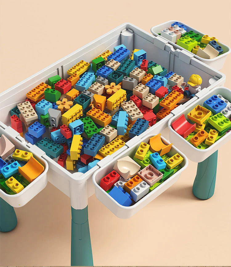 Multifunctional Activity Table, Chair & 186 Building Blocks Educational Toy Set