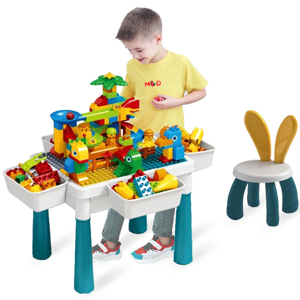 Multifunctional Activity Table, Chair & 186 Building Blocks Educational Toy Set