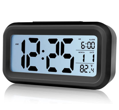 Multifunction Digital Sensor Automatic Light Snooze Desk Alarm Clock (Black)