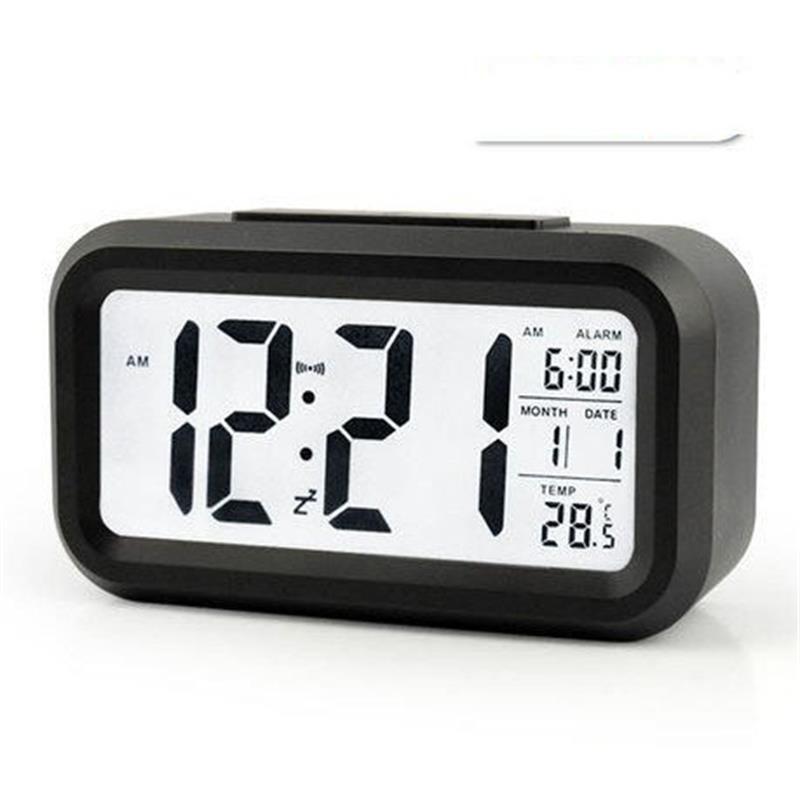 Multifunction Digital Sensor Automatic Light Snooze Desk Alarm Clock (Black)