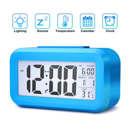 Multifunction Digital Sensor Automatic Light Snooze Desk Alarm Clock (Blue)