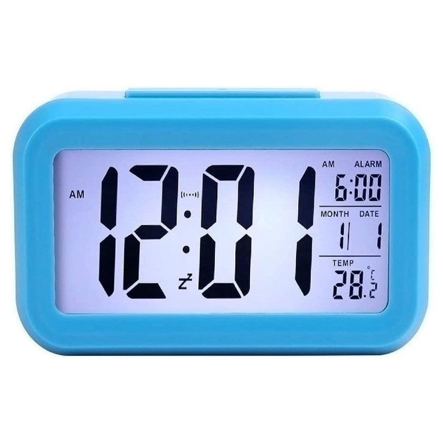 Multifunction Digital Sensor Automatic Light Snooze Desk Alarm Clock (Blue)