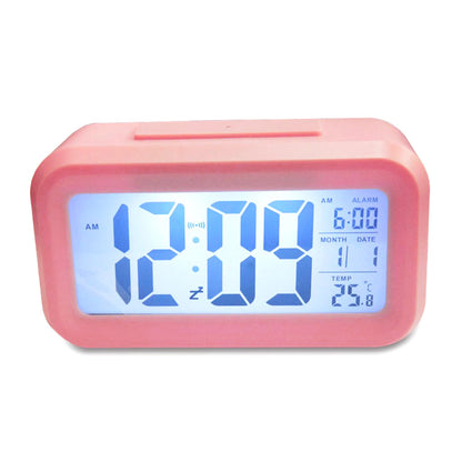 Multifunction Digital Sensor Automatic Light Snooze Desk Alarm Clock (Pink)