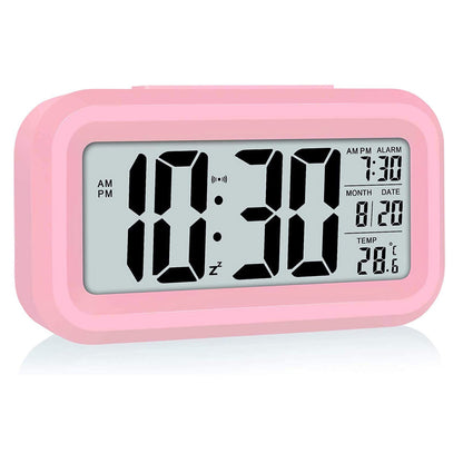 Multifunction Digital Sensor Automatic Light Snooze Desk Alarm Clock (Pink)