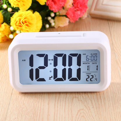 Multifunction Digital Sensor Automatic Light Snooze Desk Alarm Clock (White)