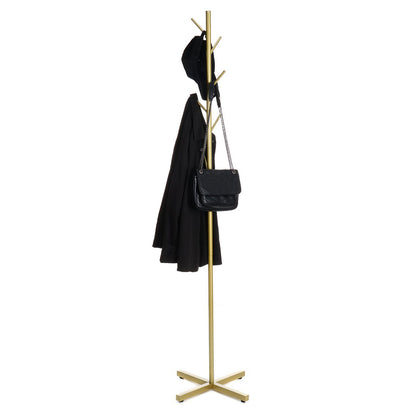 Freestanding Metal Coat Hat Hanging Stand Clothes Hanger Rack Tree Organiser (Gold)