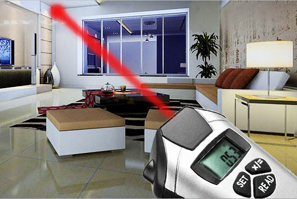 Portable Ultrasonic Laser Pointer Distance Meter Measurer