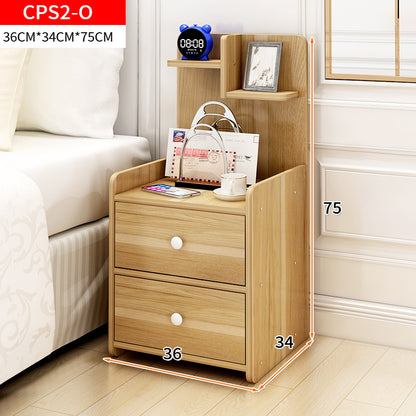 Parklane Tall Bedside Table with Chest of Drawers and Shelf (Oak)