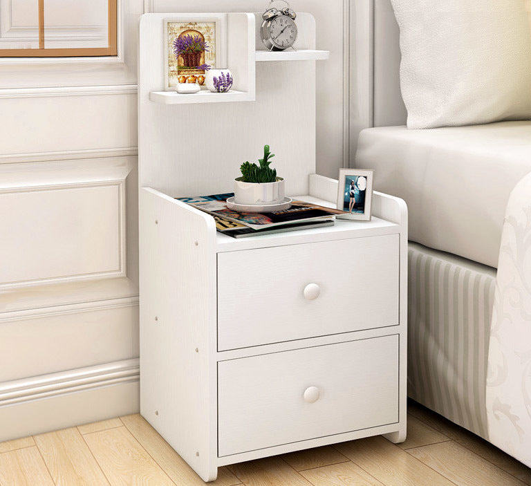 Parklane Tall Bedside Table with Chest of Drawers and Shelf (White)