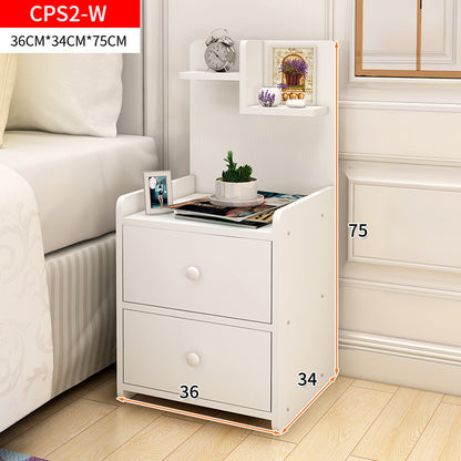 Parklane Tall Bedside Table with Chest of Drawers and Shelf (White)