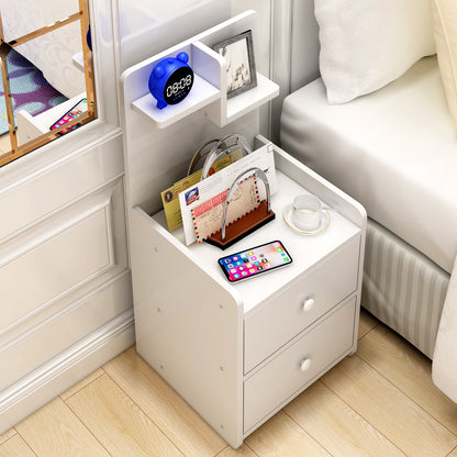 Parklane Tall Bedside Table with Chest of Drawers and Shelf (White)