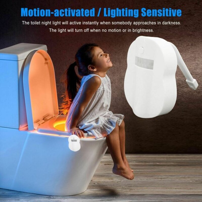 16-Colour Night Light Motion Sensor LED Toilet Bowl Bathroom Lamp