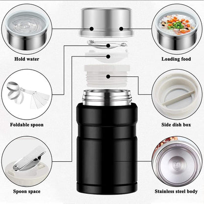 750mL Stainless Steel Vacuum Insulated Food Jar with Folding Spoon