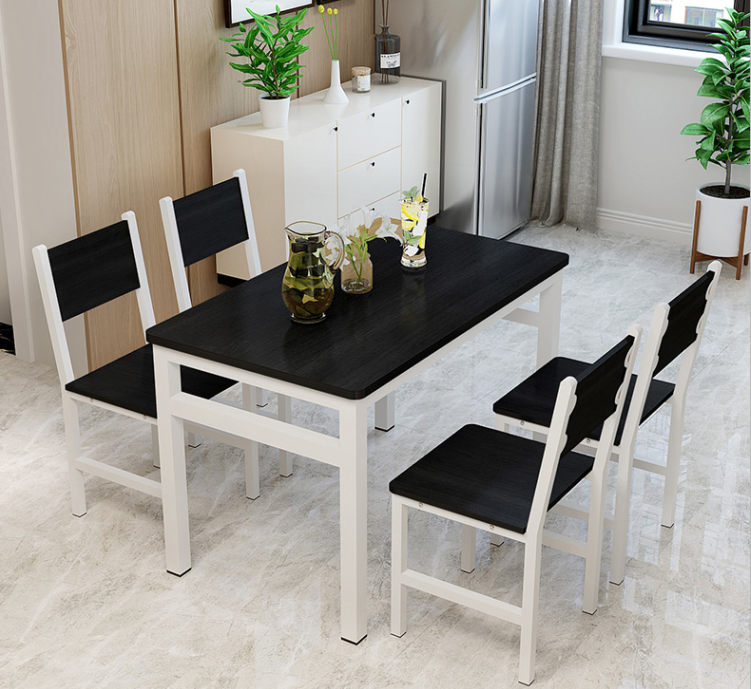 Bliss Large Wood & Steel Dining Table (Black & White)