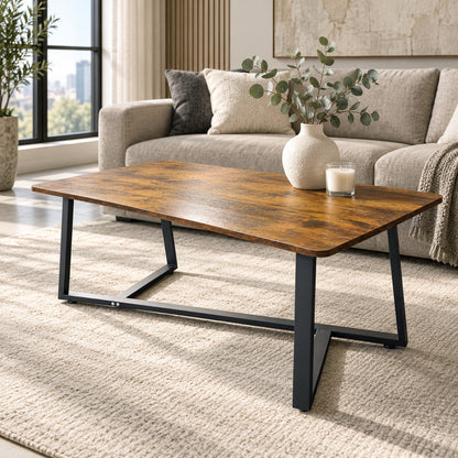 Soho Rustic Wood and Metal Coffee Table